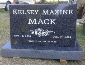 headstone,memorial marker,williams lake cemetery,bc,kelsey mack,www.classicshuswapmonuments.com