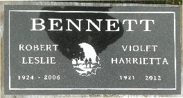 headstone,grave marker,blind bay cemetery,bc,robert and violet bennett,www.classicshuswapmonuments.com