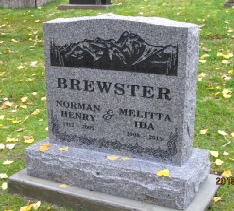 grave stone,headstone,nelson memorial park cemetery,nelson,bc,norman and melitta brewster,www.classicshuswapmonuments.com